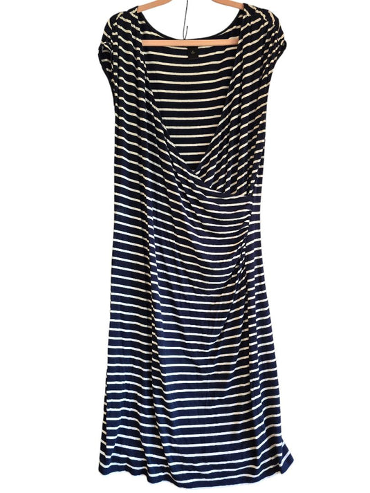 Ann Taylor Striped Stretch Faux Wrap XL