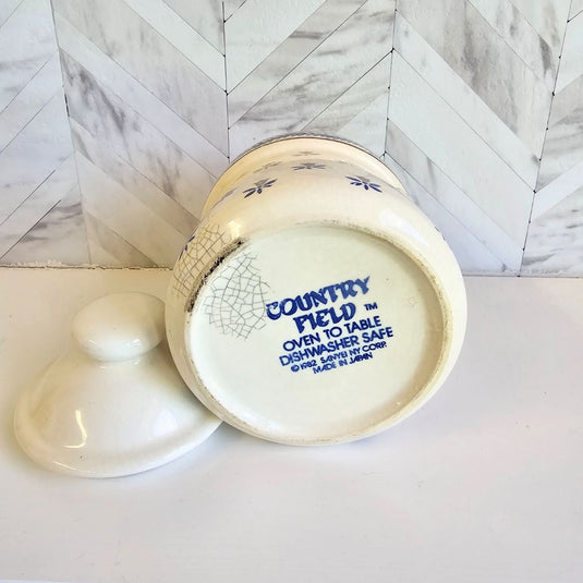 Country Field Vintage 1982 Covered Ceramic Jar