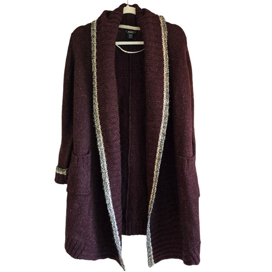 Roots Burgundy Open Cabin Long Cardi, XS