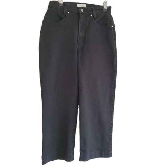 French Dressing Black Denim Crops, Sz 4