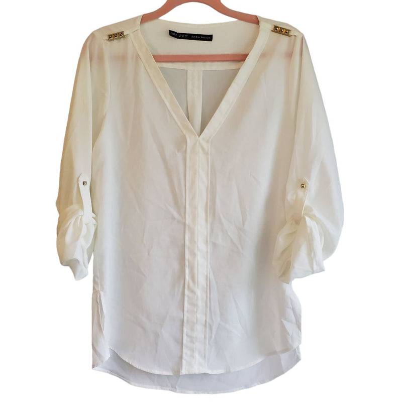 Load image into Gallery viewer, Zara Sheer White Blouse, Sz XS
