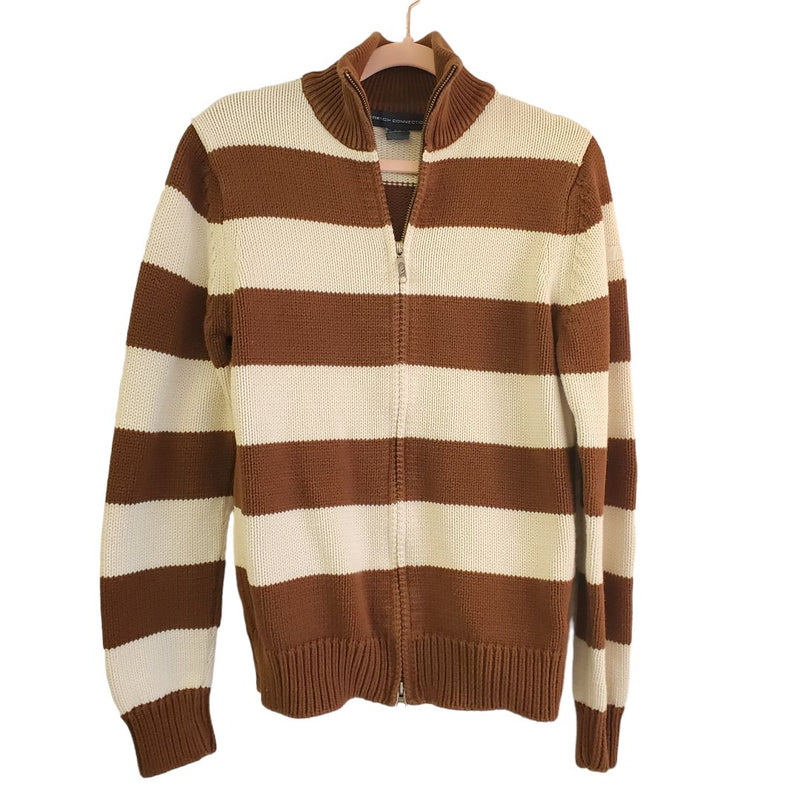 Load image into Gallery viewer, Striped Full Zip Cotton Cardi Sweater, Small
