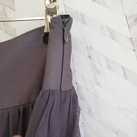 Motivi Tulle Skirt with Side Zip, sz Medium Grey